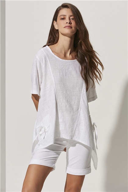 Yarım Kol Cepli Salaş Bluz