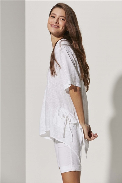 Yarım Kol Cepli Salaş Bluz