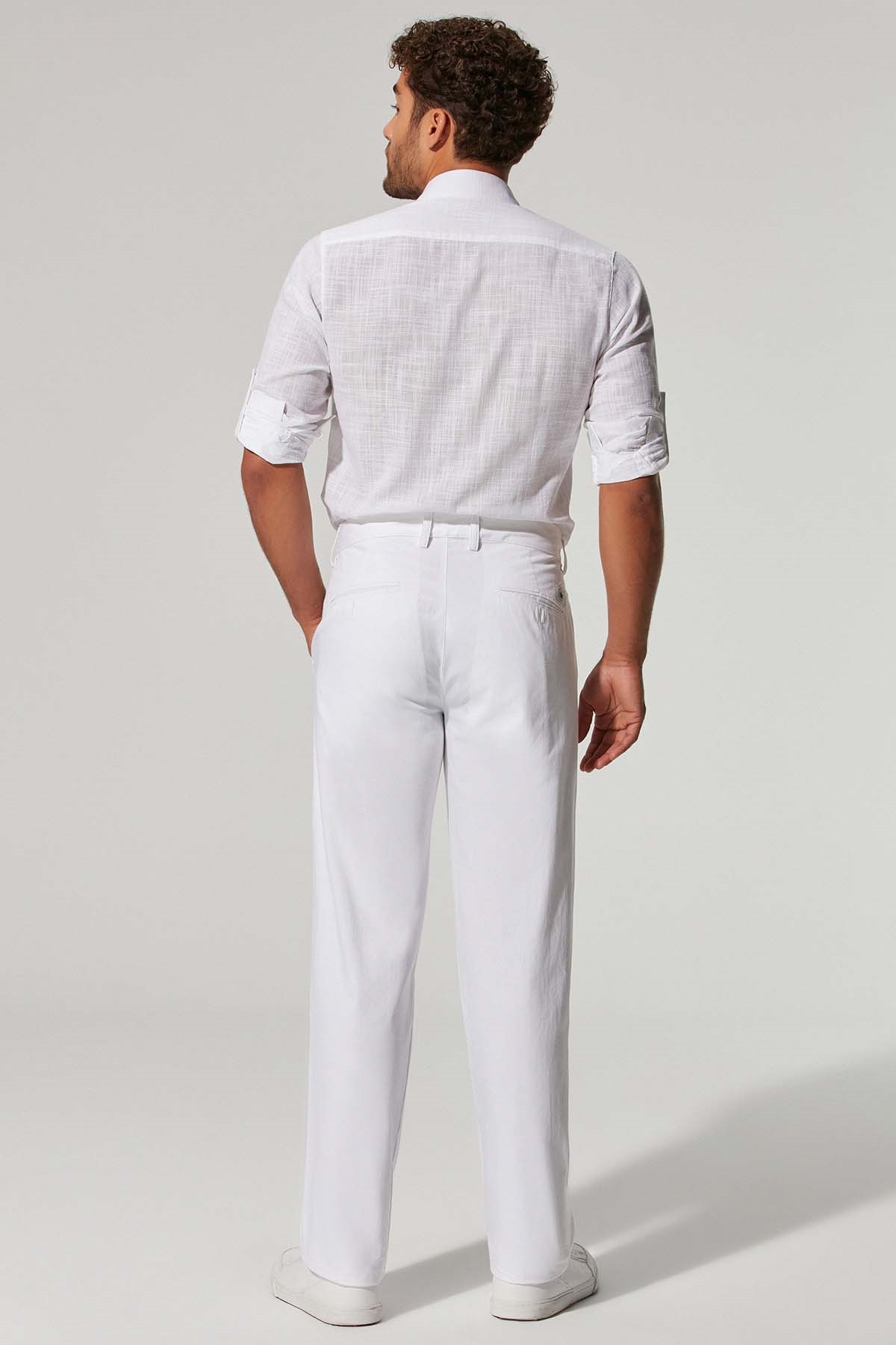 White by Nature - Gabardin Erkek Beyaz Pantolon