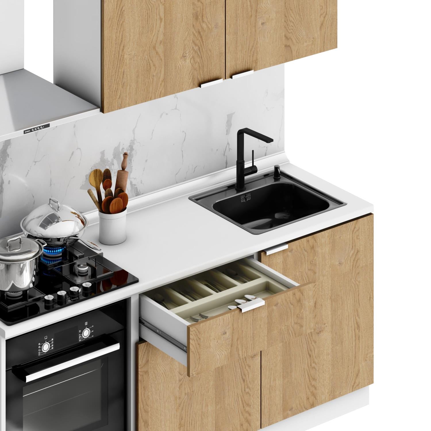 Dekorex Alba Serisi 180 Cm. Fırın Modüllü Hazır Mutfak AL-180DAV