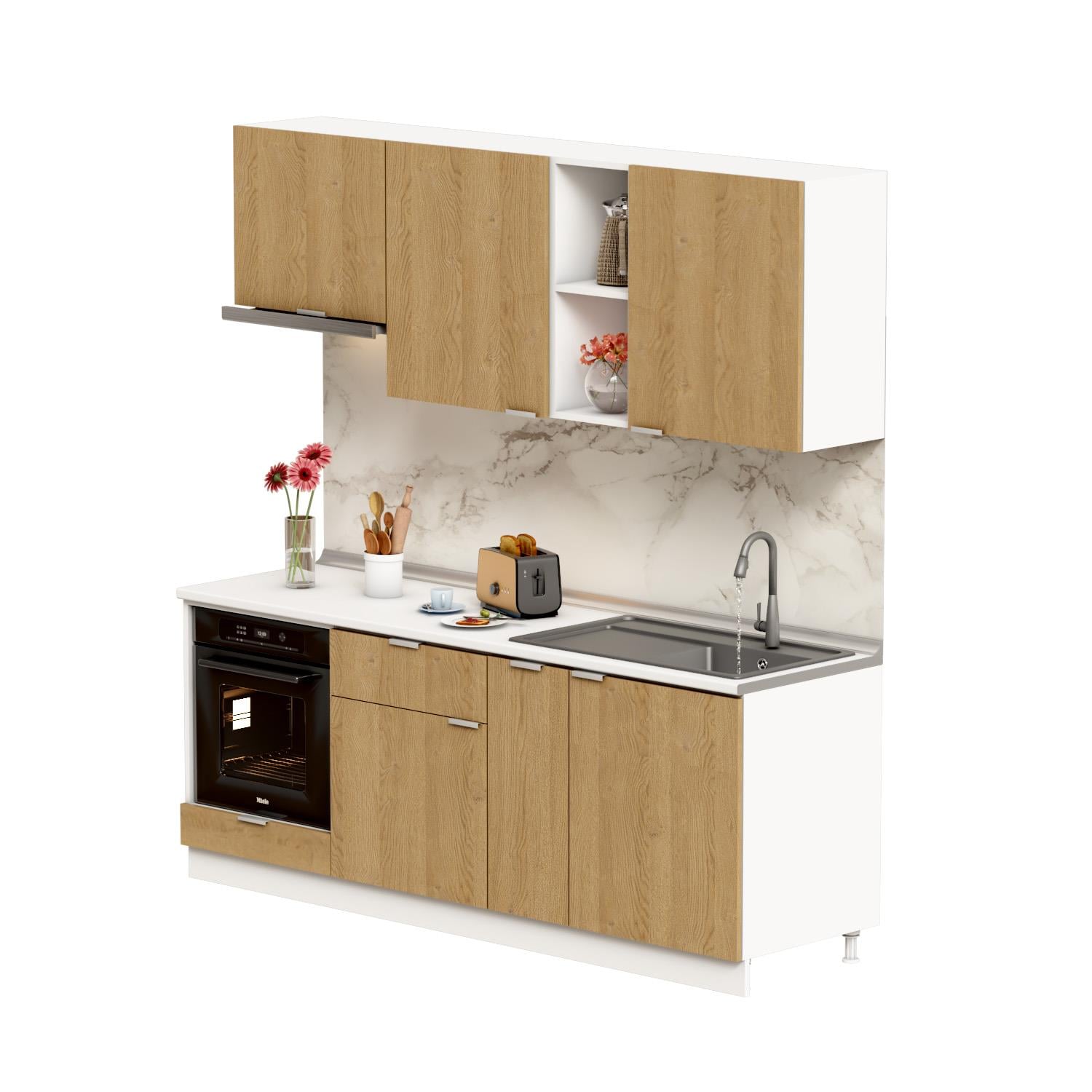 Dekorex Alba Serisi 210 Cm. Fırın Ve Aspiratör Modüllü Haızr Mutfak Al-210asp