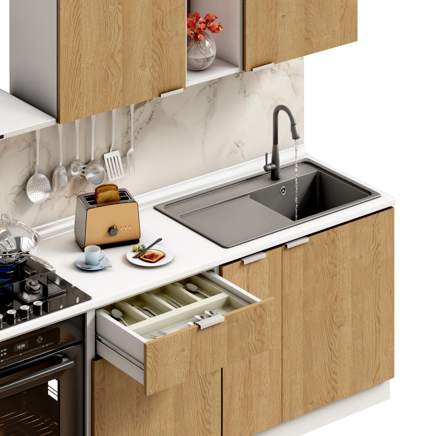 Dekorex Alba Serisi 210 Cm. Fırın Modüllü Hazır Mutfak Al-210dav