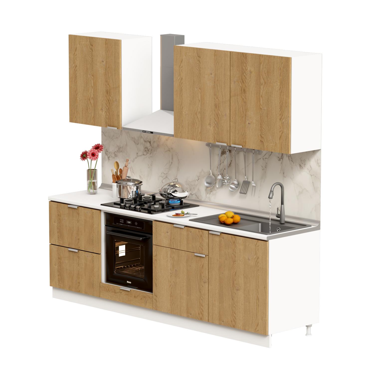 Dekorex Alba Serisi 240 Cm Fırın Ve Çekmece Modüllü Hazır Mutfak Al-240dav-c