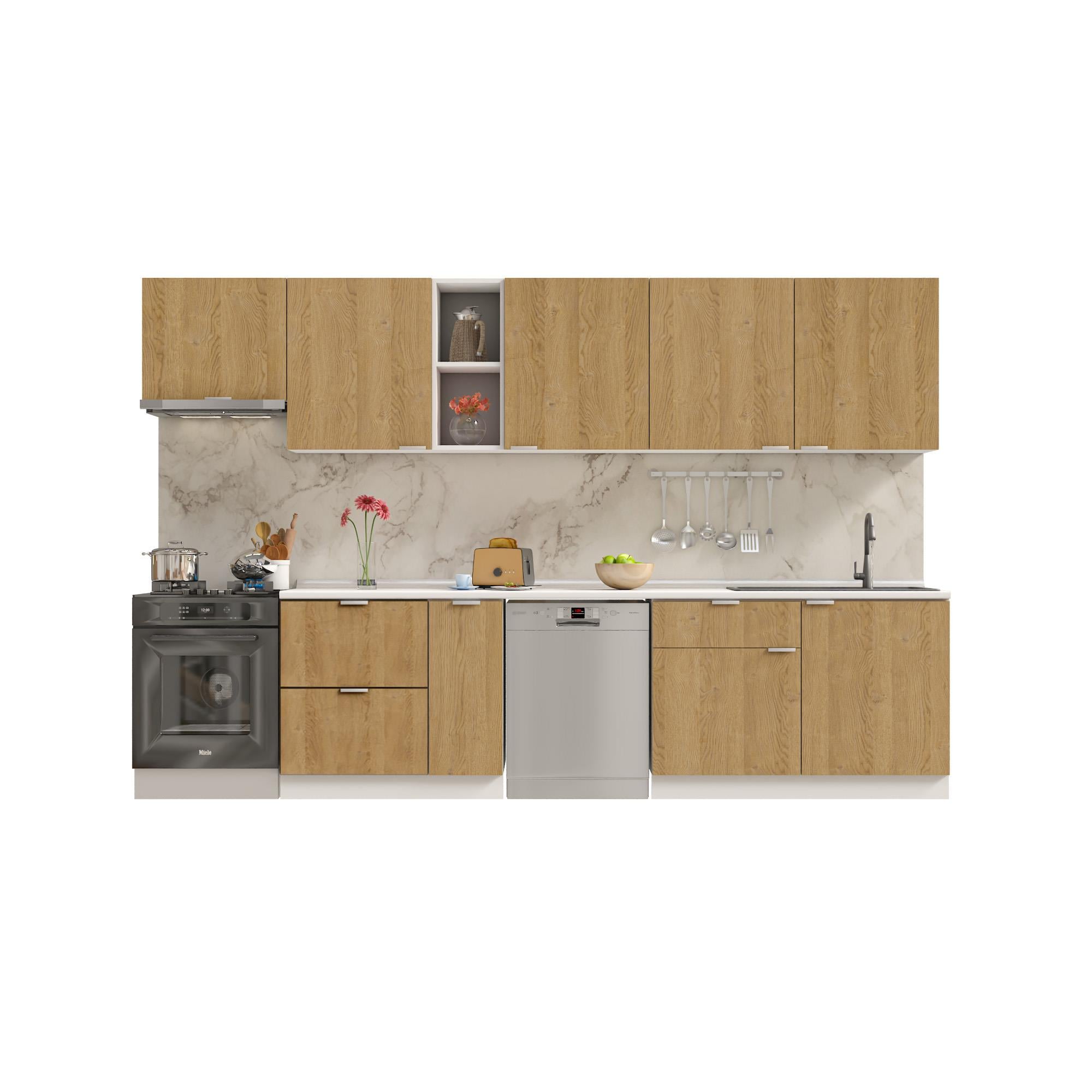 Dekorex Alba Serisi 330 Cm Aspiratör Ve Çekmece Modüllü Hazır Mutfak Al-330asp-bc