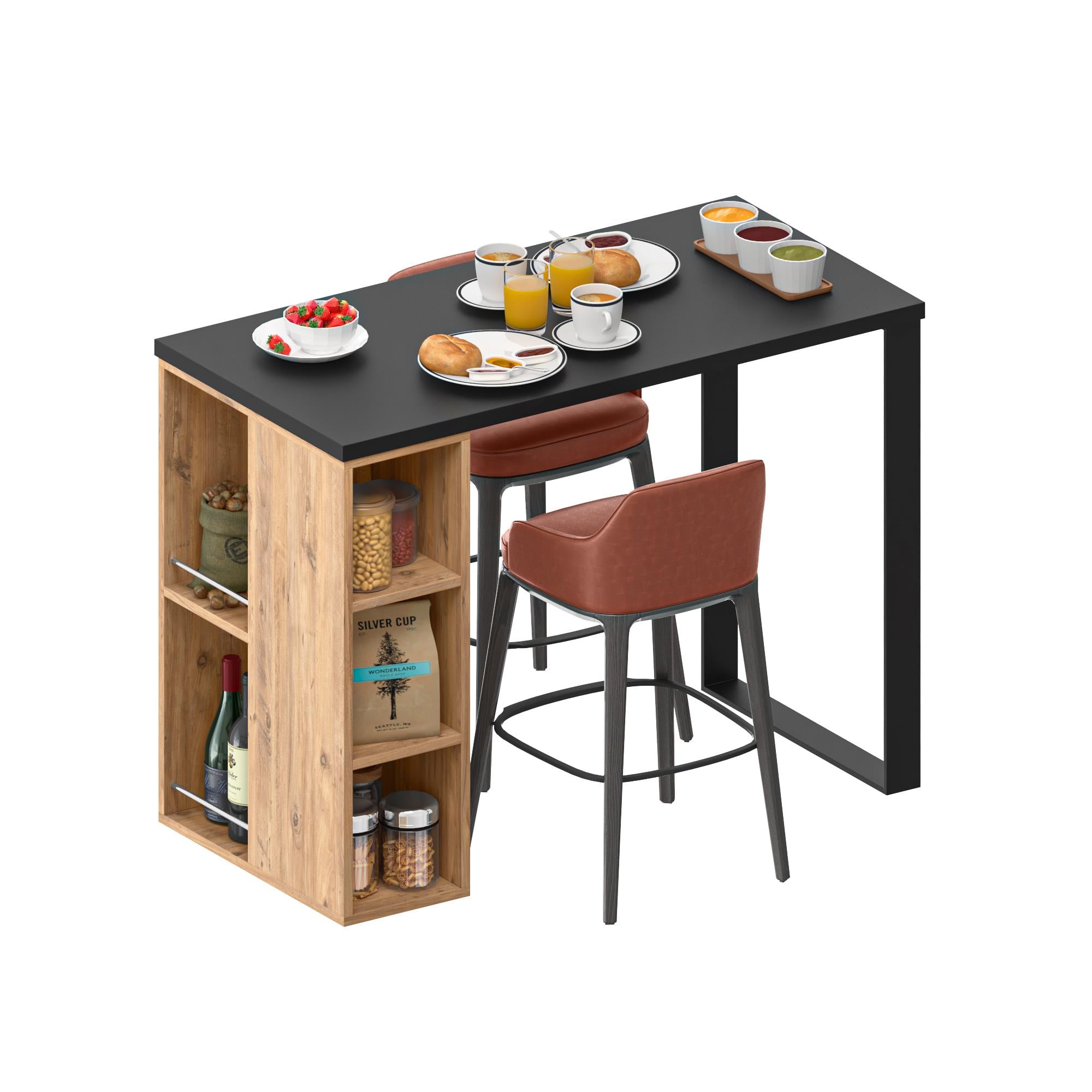 Dekorex Bistro Serisi Yüksek Mutfak Masası Ceviz-Siyah