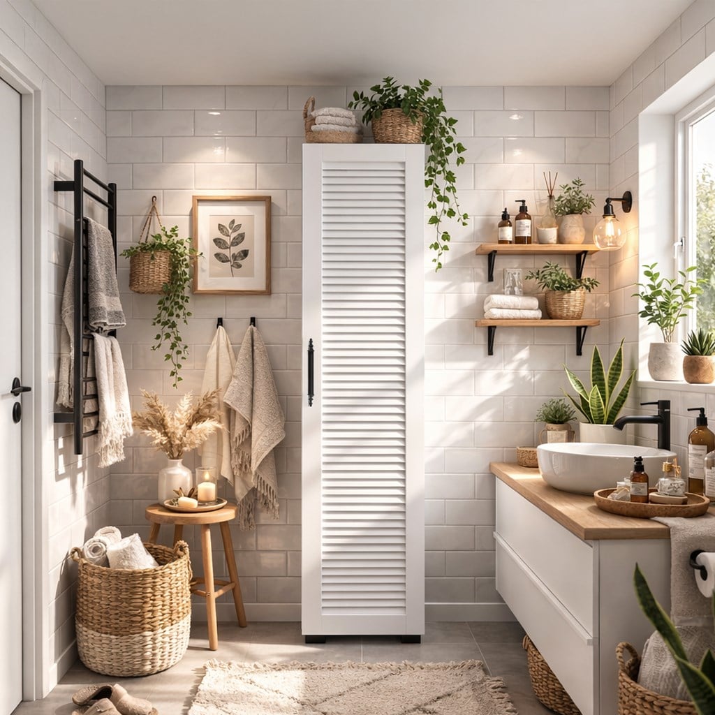 Dekorex BNY120 Panjur Kapaklı Yüksek Banyo Dolabı