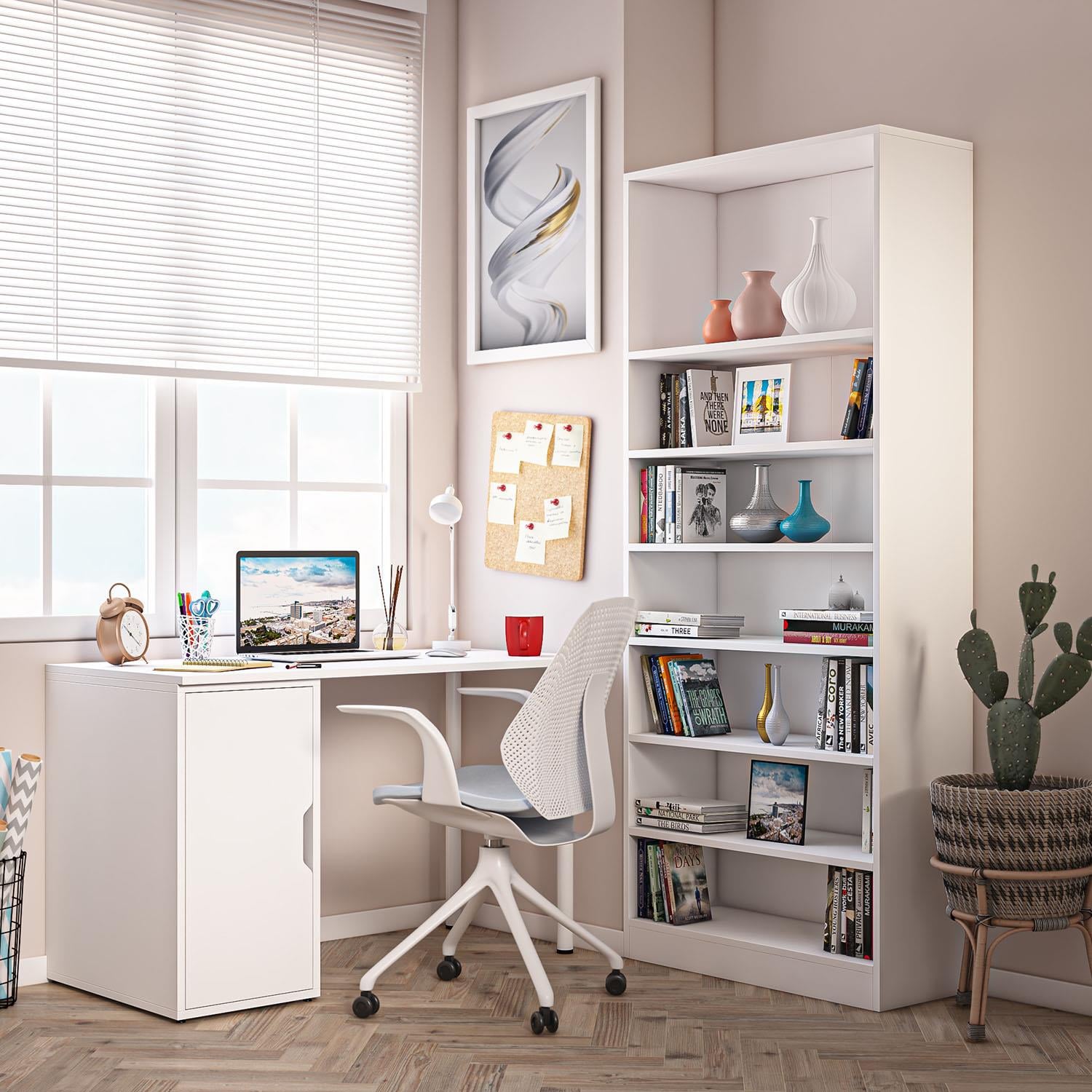 Dekorex CLM110-Beyaz Kapaklı Kesonlu Çalışma Masası