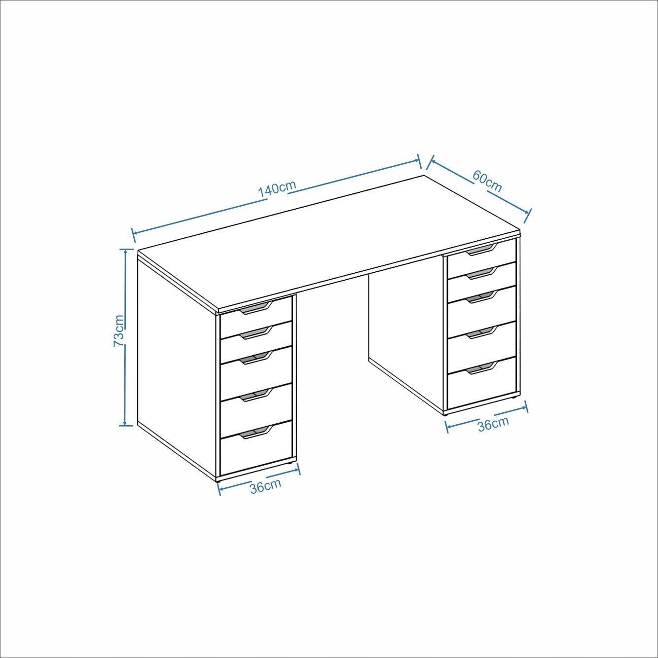 Dekorex CLM113-Meşe 10 Çekmeceli Çalışma Masası