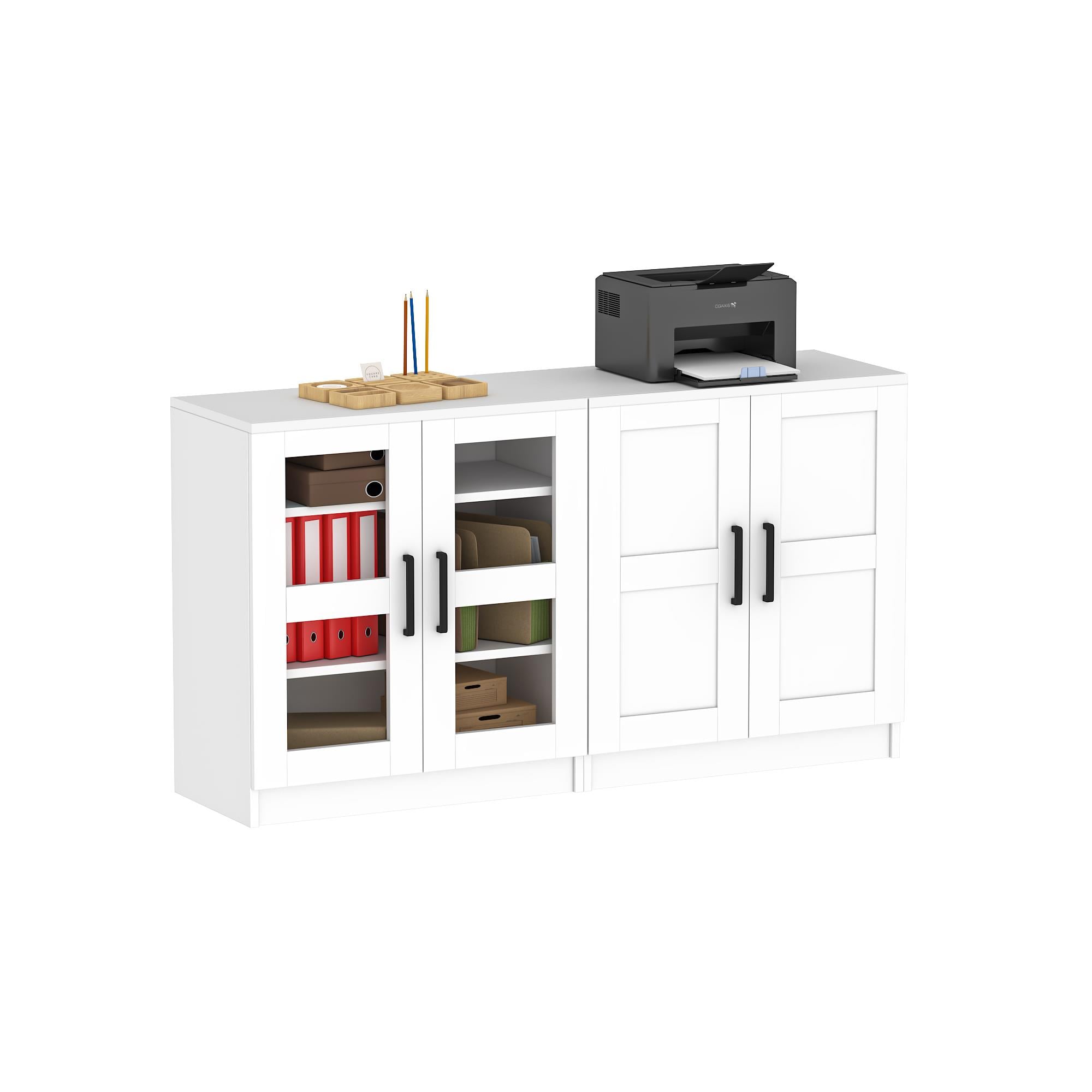 Dekorex DSD204K-Beyaz 4 Kapaklı Camlı Dosya Dolabı