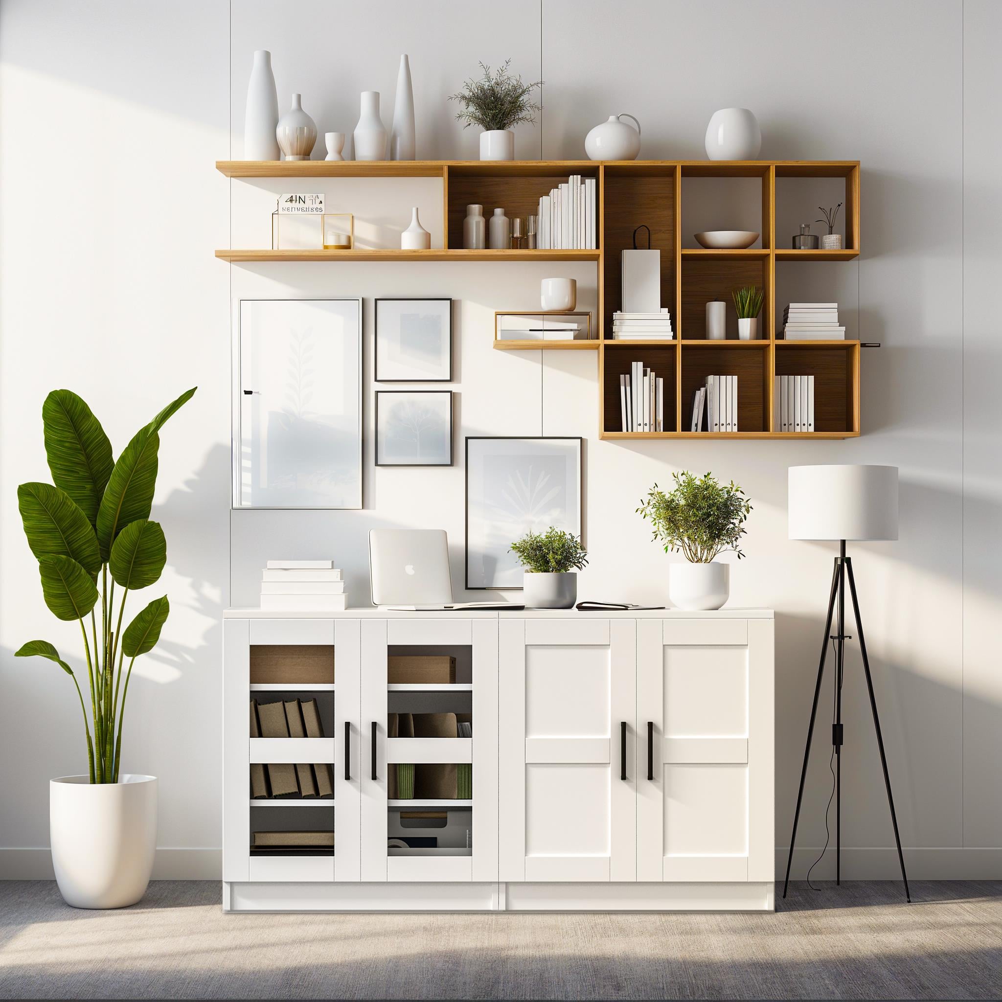 Dekorex DSD204K-Beyaz 4 Kapaklı Camlı Dosya Dolabı