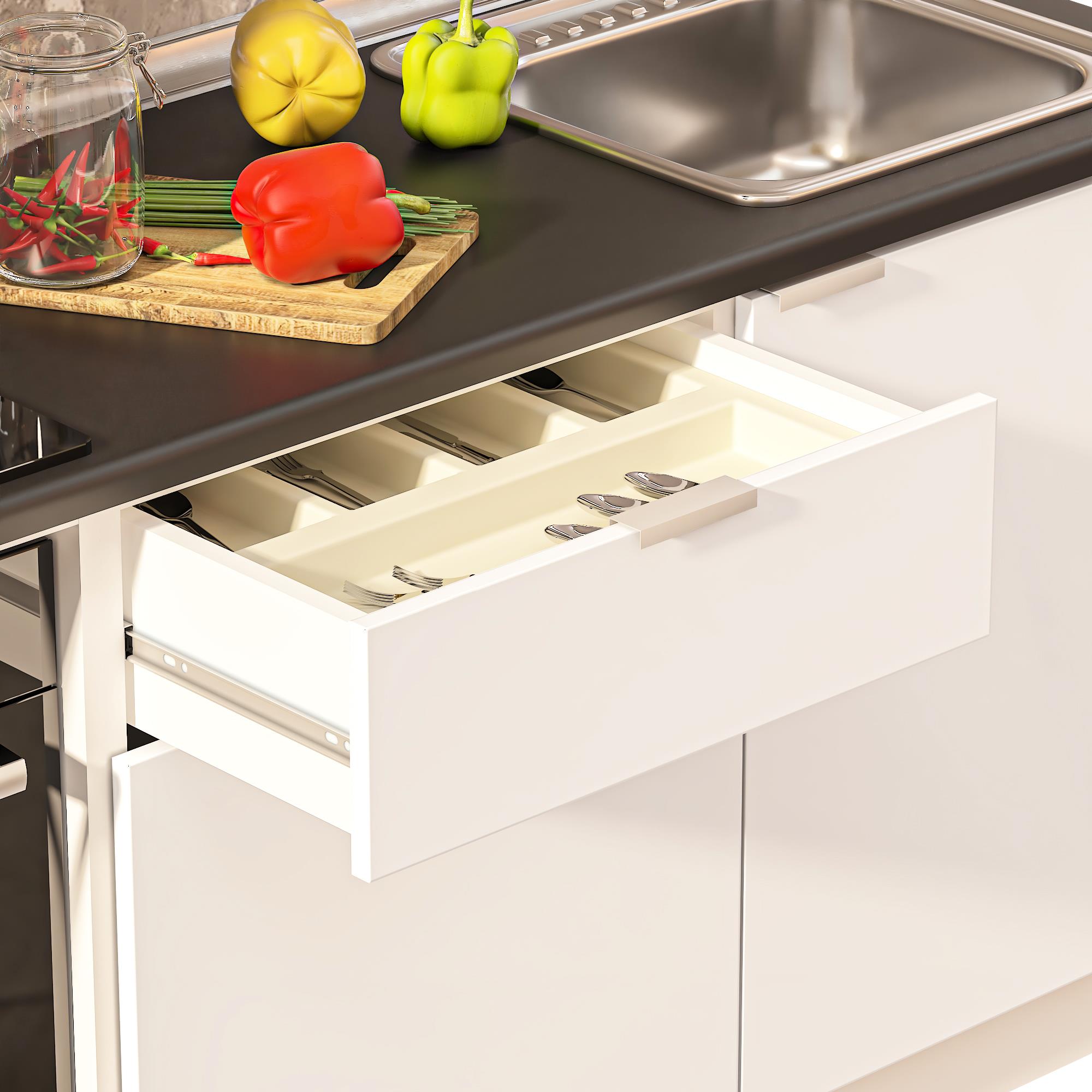 Dekorex Elsa Serisi 240 Cm Aspiratör Fırın Ve Çekmece Modüllü Siyah Tezgahlı Hazır Mutfak Ls-240asp-c-st