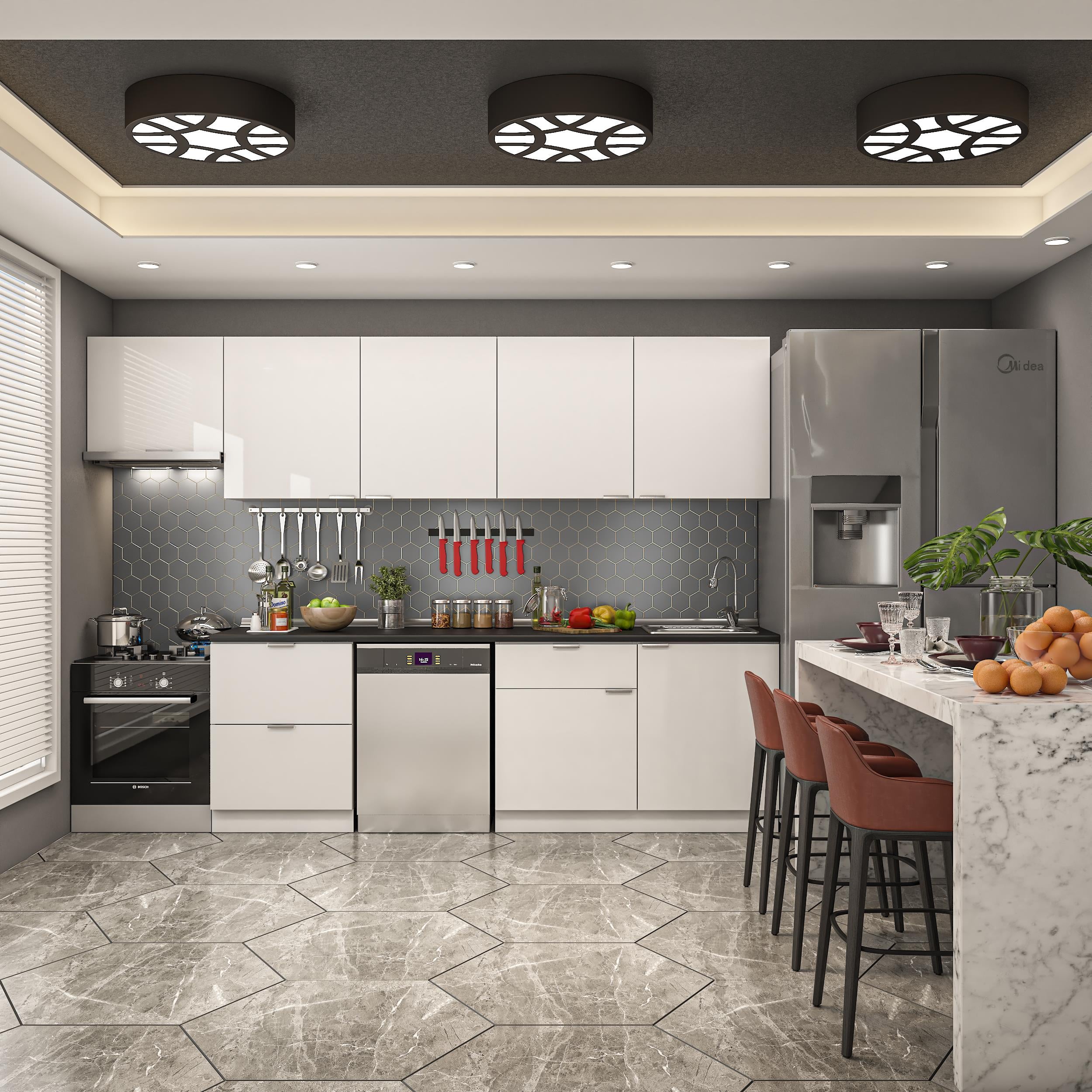 Dekorex Elsa Serisi 300 Cm Aspiratör Ve Çekmece Modüllü Siyah Tezgahlı Hazır Mutfak Ls-300asp-bc-st
