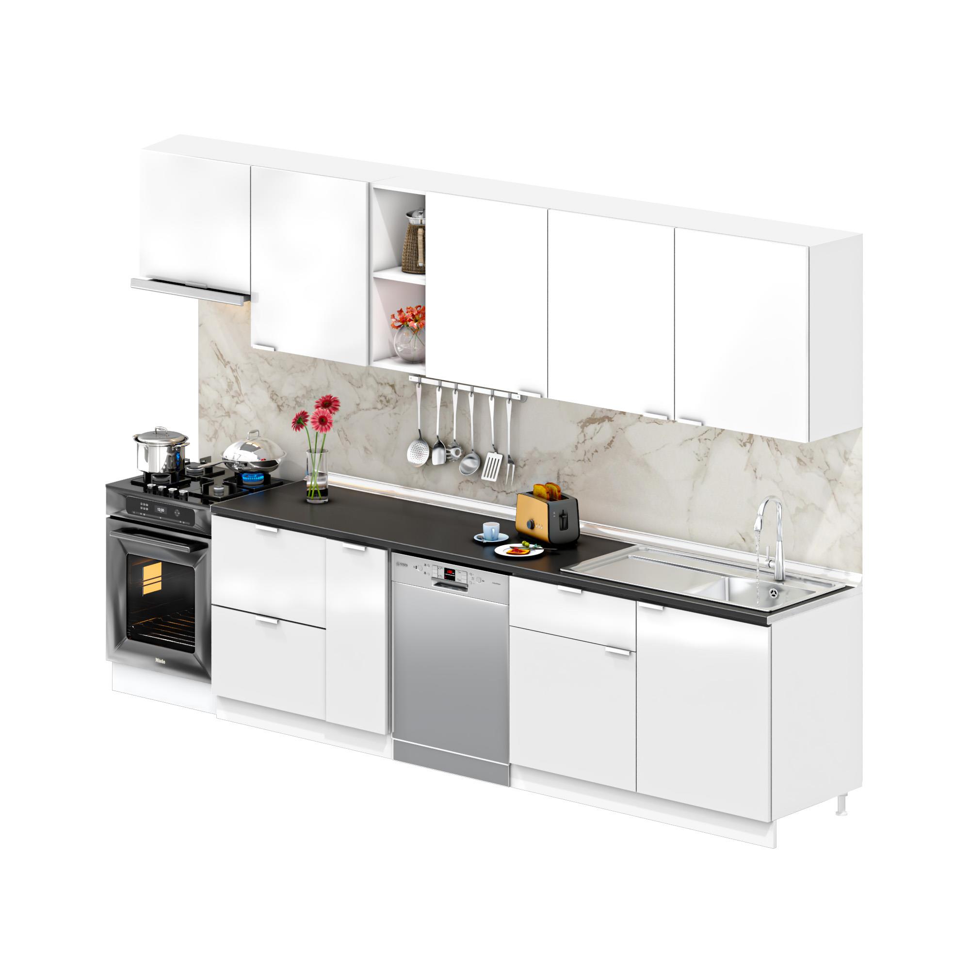 Dekorex Elsa Serisi 330 Cm Aspiratör Ve Çekmece Modüllü Siyah Tezgahlı Hazır Mutfak Ls-330asp-bc-st
