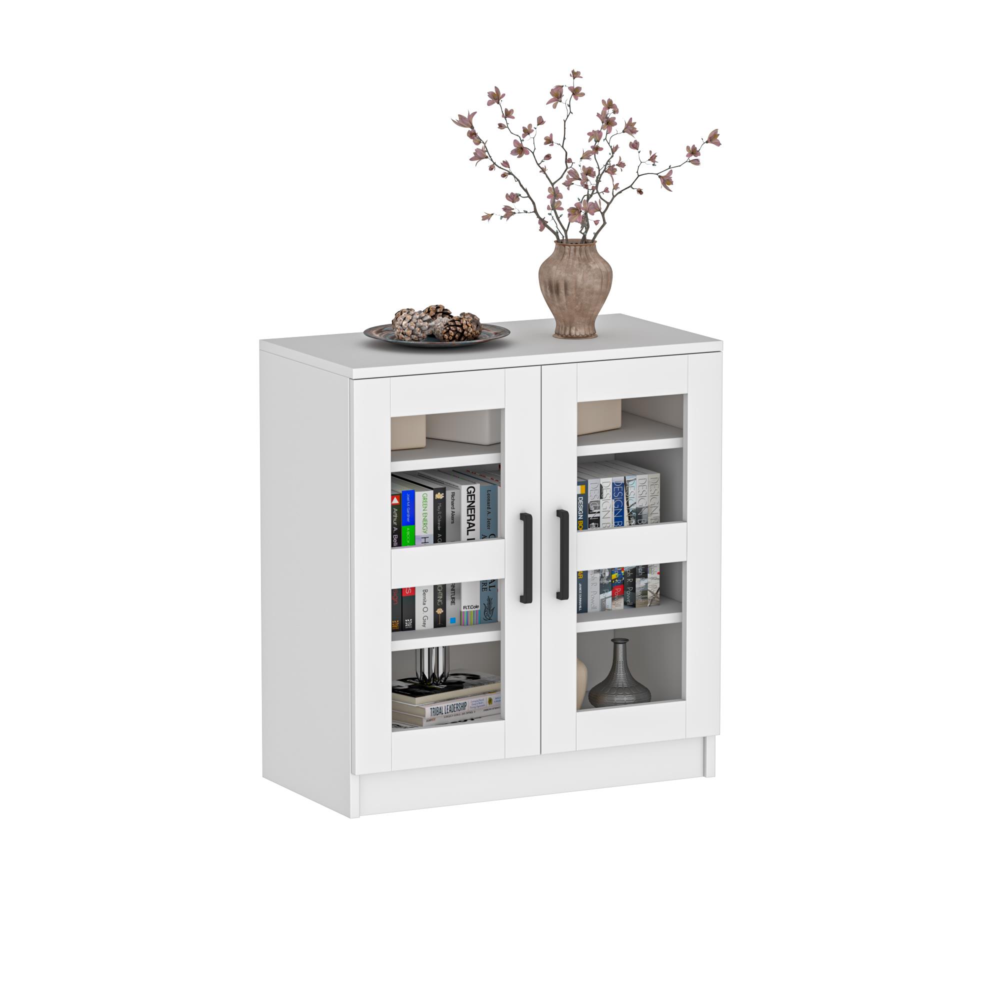 Dekorex KNS104-C-Beyaz 2 Cam Kapaklı Konsol
