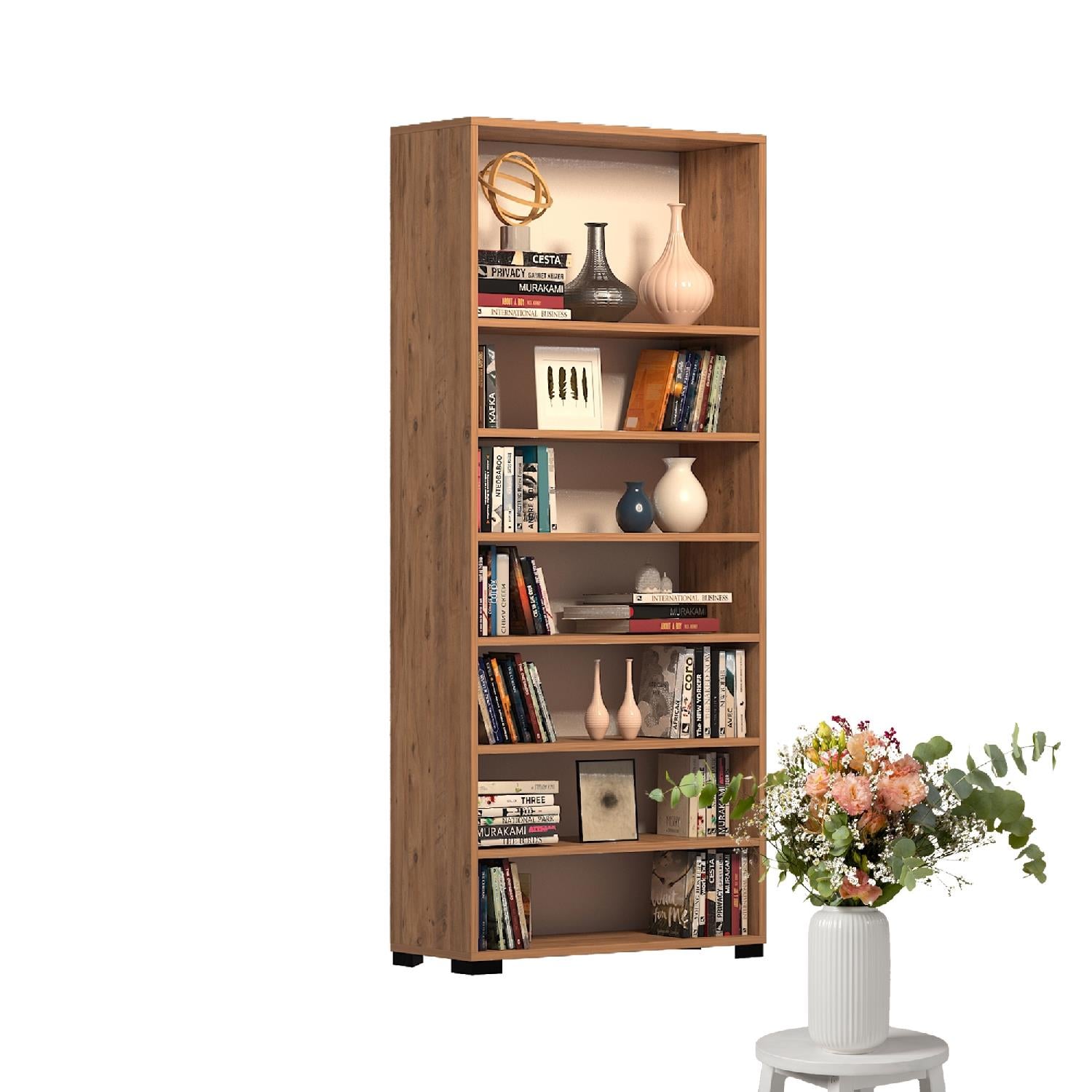 Dekorex KTP211-Ceviz 6 Raflı Kitaplık