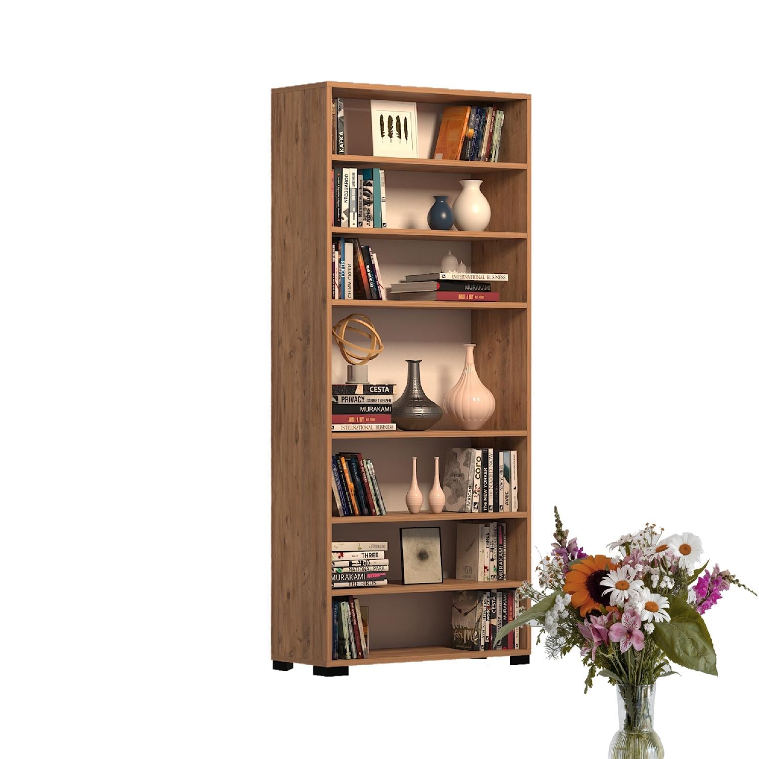 Dekorex KTP211-Ceviz 6 Raflı Kitaplık
