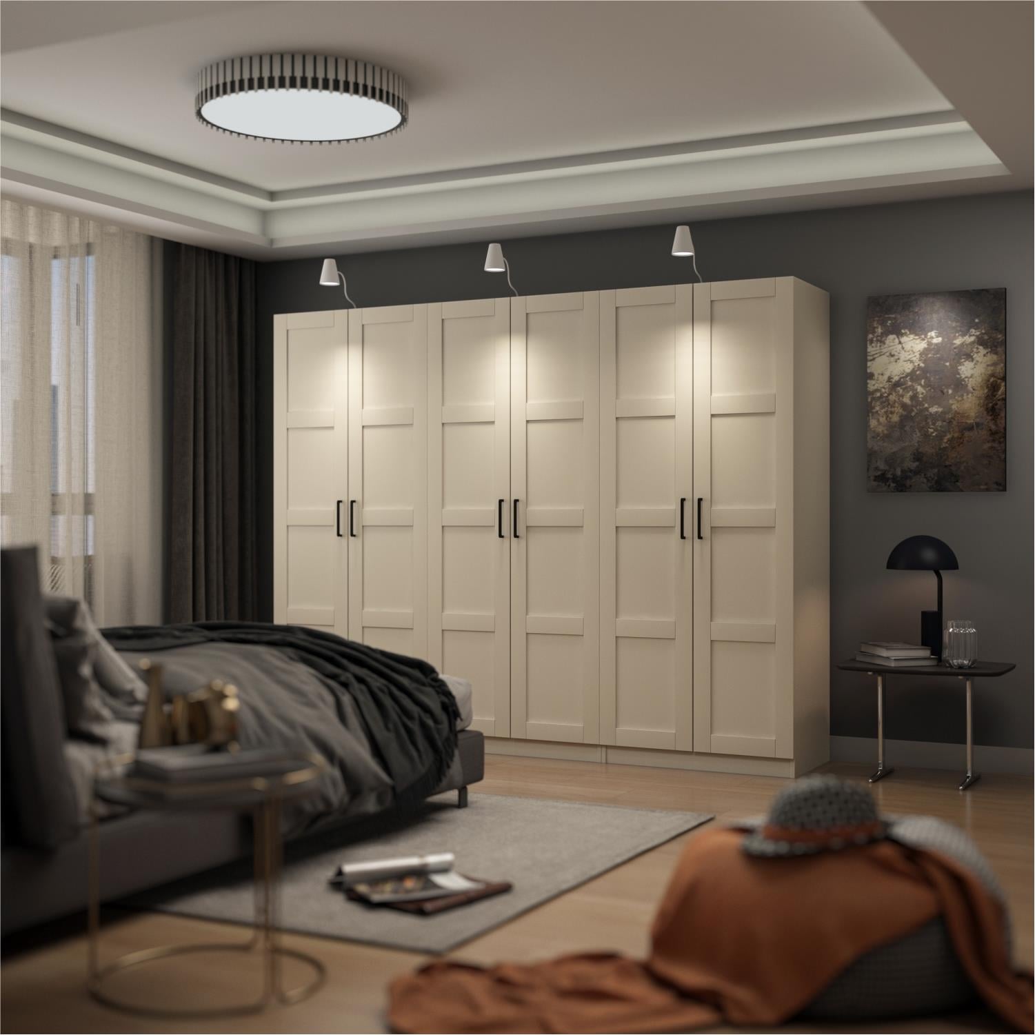 Dekorex MNT611-Beyaz 6 Kapaklı Gardırop