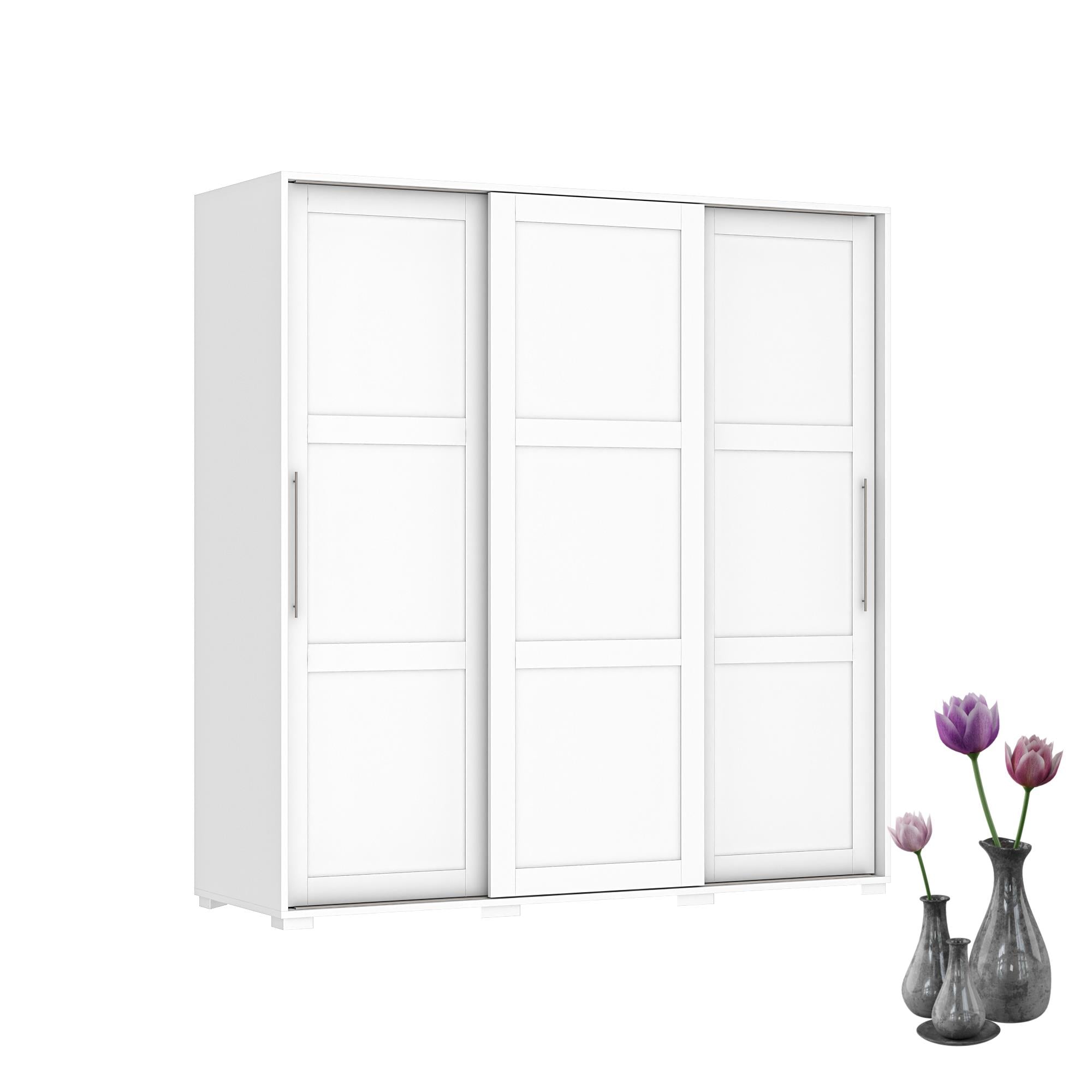 Dekorex SRG231-Beyaz 3 Kapaklı Sürgülü Gardırop