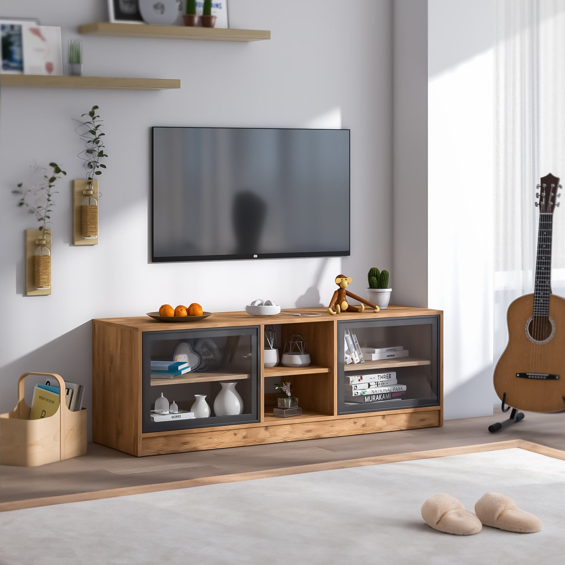 VESTA SERİSİ CAM KAPAKLI TELEVİZYON SEHPASI-TVS208