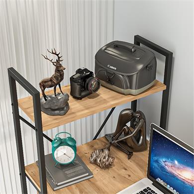 Dekorex CLM108-Ceviz Metal Kitaplıklı Çalışma Masası