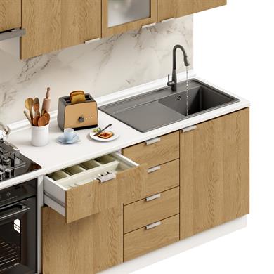Dekorex Alba Serisi 225 Cm. Fırın Ve Aspiratör Modüllü Hazır Mutfak Al-225asp