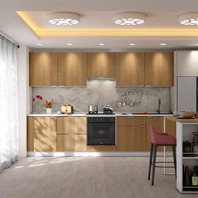 Dekorex Alba Serisi 300 Cm. Fırın Aspiratör Ve Çekmece Modüllü Hazır Mutfak Al-300asp-c