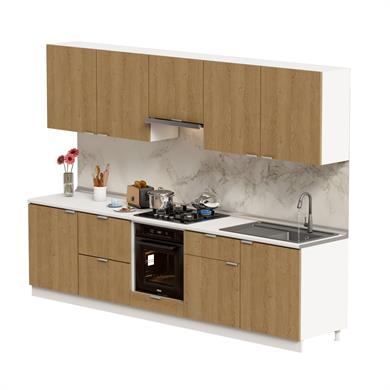 Dekorex Alba Serisi 300 Cm. Fırın Aspiratör Ve Çekmece Modüllü Hazır Mutfak Al-300asp-c