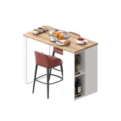 Dekorex Bistro Serisi Yüksek Mutfak Masası Beyaz-Meşe