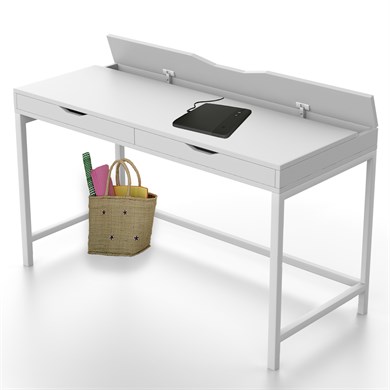 Dekorex CLM106-Beyaz Metal Ayaklı Çalışma Masası
