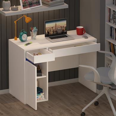 Dekorex CLM107-Beyaz Kapaklı Çekmeceli Çalışma Masası