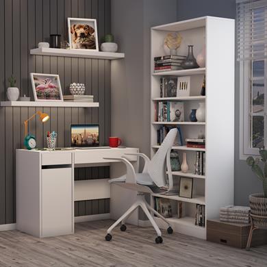 Dekorex CLM107-Beyaz Kapaklı Çekmeceli Çalışma Masası