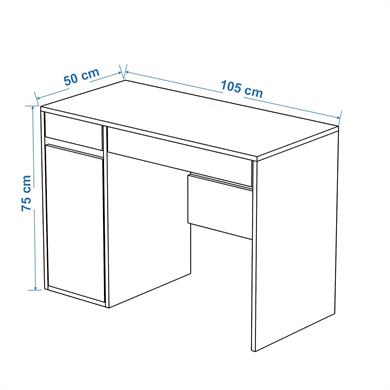 Dekorex CLM107-Beyaz Kapaklı Çekmeceli Çalışma Masası