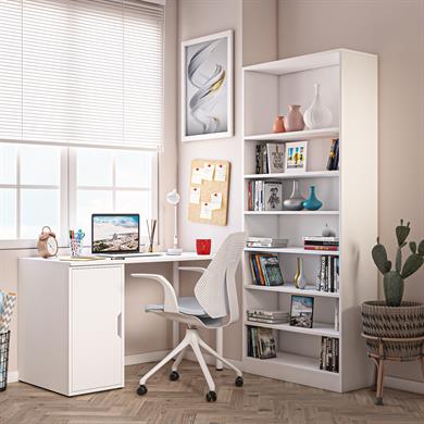 Dekorex CLM110-Beyaz Kapaklı Kesonlu Çalışma Masası