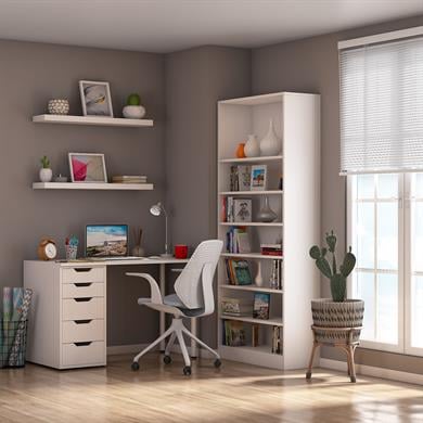 Dekorex CLM111-Beyaz 5 Çekmeceli Çalışma Masası