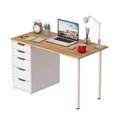 Dekorex CLM111-Meşe 5 Çekmeceli Çalışma Masası
