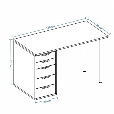 Dekorex CLM111-Meşe 5 Çekmeceli Çalışma Masası