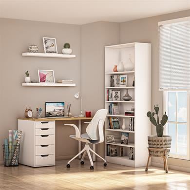 Dekorex CLM111-Meşe 5 Çekmeceli Çalışma Masası