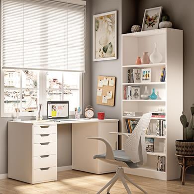Dekorex CLM112-Beyaz 5 Çekmeceli ve Kapaklı Çalışma Masası