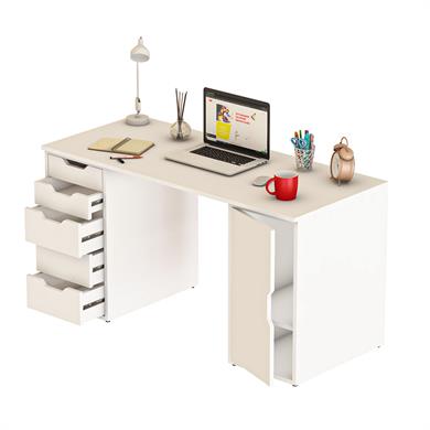 Dekorex CLM112-Beyaz 5 Çekmeceli ve Kapaklı Çalışma Masası