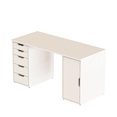 Dekorex CLM112-Beyaz 5 Çekmeceli ve Kapaklı Çalışma Masası