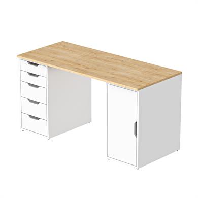 Dekorex CLM112-Meşe 5 Çekmeceli ve Kapaklı Çalışma Masası