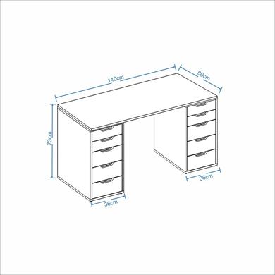 Dekorex CLM113-Beyaz 10 Çekmeceli Çalışma Masası