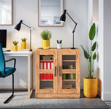 Dekorex DSD104C-Ceviz 2 Cam Kapaklı Ceviz Dosya Dolabı