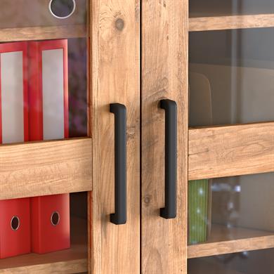 Dekorex DSD104C-Ceviz 2 Cam Kapaklı Ceviz Dosya Dolabı