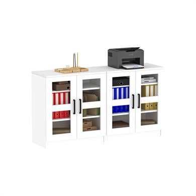 Dekorex DSD204-C-Beyaz 4 Kapaklı Camlı Dosya Dolabı
