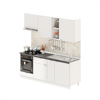 Dekorex Elsa Serisi 210 Cm Beyaz Aspiratör Ve Fırın Modüllü Siyah Tezgahlı Hazır Mutfak Ls-210asp-st