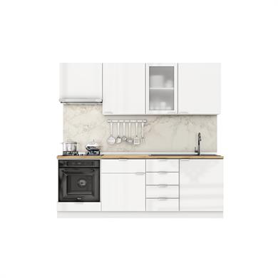 Dekorex Elsa Serisi 225 Cm Beyaz Aspiratör Ve Fırın Modüllü Meşe Tezgahlı Hazır Mutfak Ls-225asp-mt