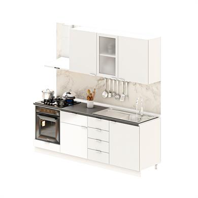 Dekorex Elsa Serisi 225 Cm Beyaz Fırın Modüllü Siyah Tezgahlı Hazır Mutfak Ls-225dav-st