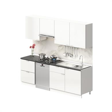 Dekorex Elsa Serisi 240 Cm Aspiratör Ve Çekmece Modüllü Siyah Tezgahlı Hazır Mutfak Ls-240asp-bc-st