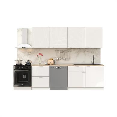 Dekorex Elsa Serisi 240 Cm Beyaz Çekmece Modüllü Meşe Tezgahlı Hazır Mutfak Ls-240dav-bc-mt